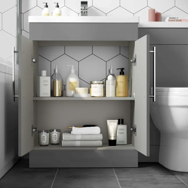 Avon Stone Grey Combination Vanity Basin and Seattle Toilet 1100mm - Left Handed