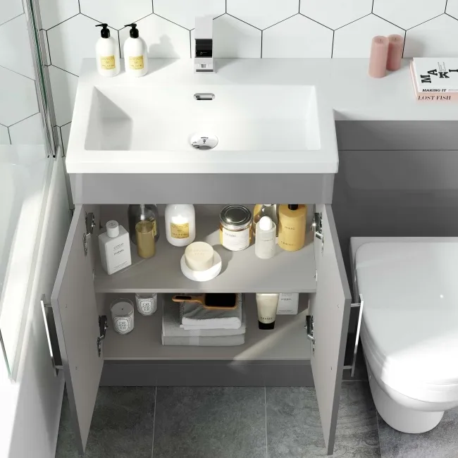 Avon Stone Grey Combination Vanity Basin and Seattle Toilet 1100mm - Left Handed