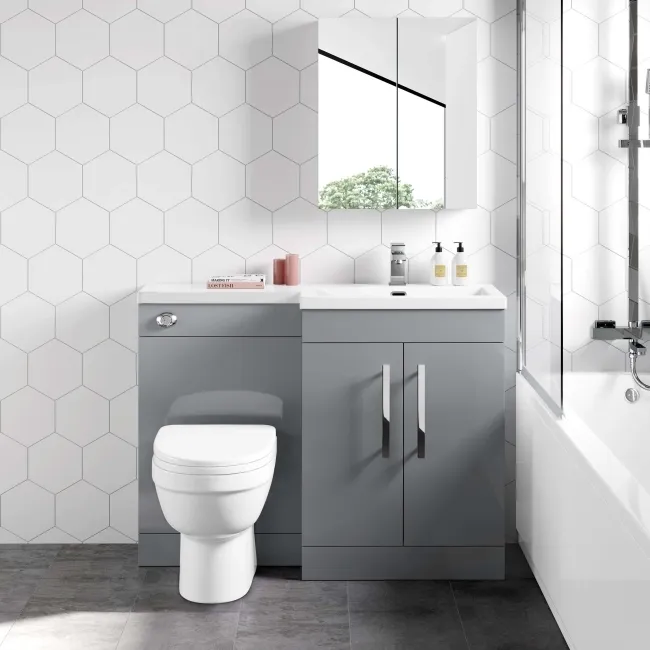 Avon Stone Grey Combination Vanity Basin and Seattle Toilet 1100mm - Right Handed