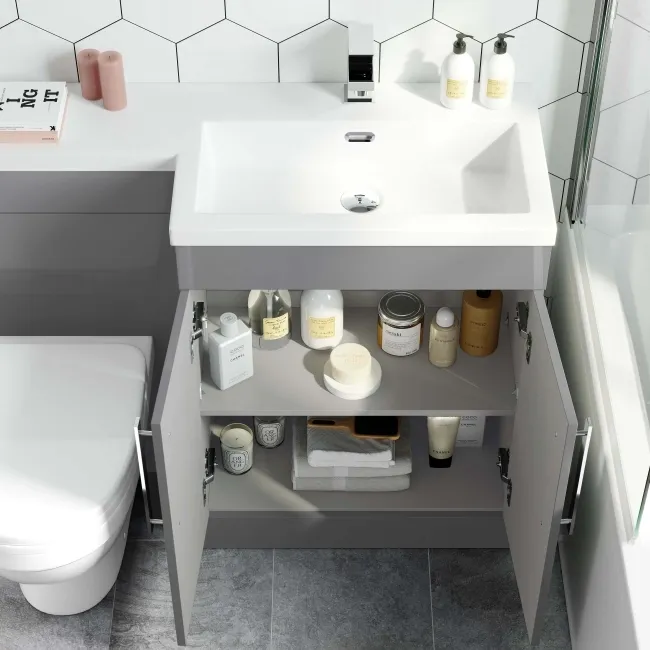 Avon Stone Grey Combination Vanity Basin and Seattle Toilet 1100mm - Right Handed