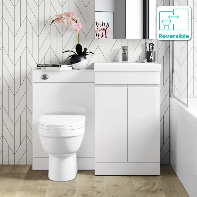 Trent Gloss White Combination Vanity Basin and Seattle Toilet 1000mm