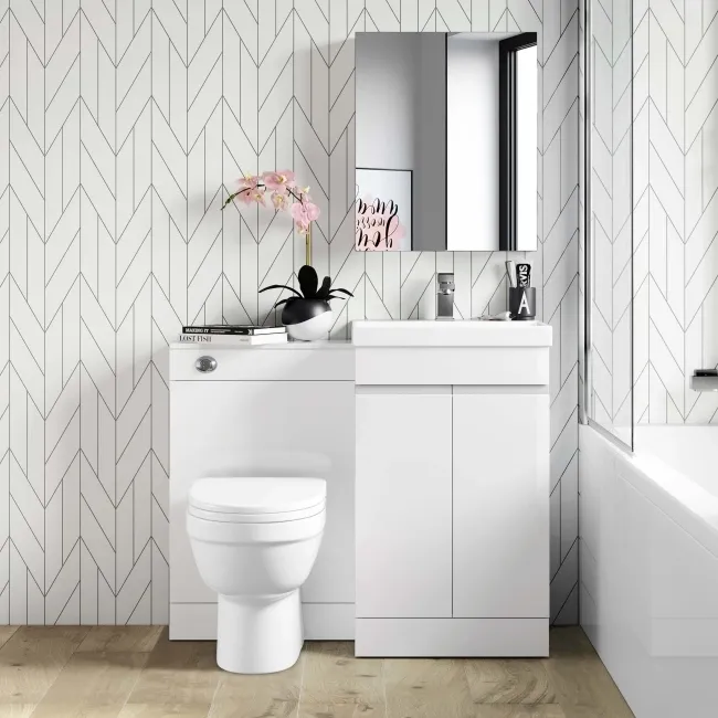Trent Gloss White Combination Vanity Basin and Seattle Toilet 1000mm