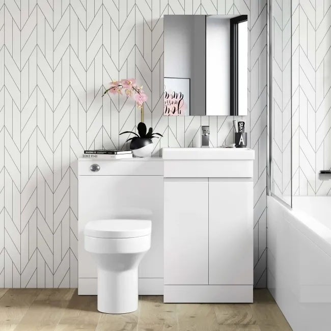 Trent Gloss White Combination Vanity Basin and Denver Toilet 1000mm