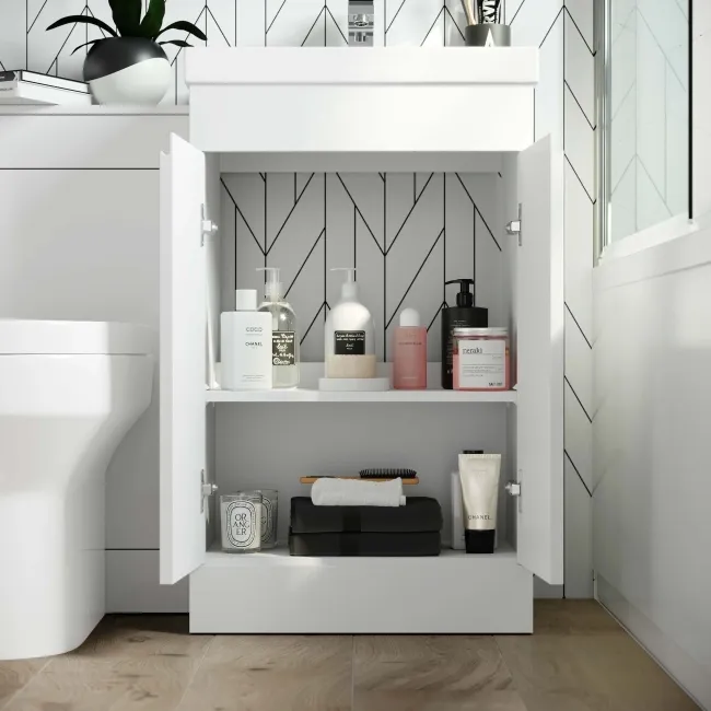Trent Gloss White Combination Vanity Basin and Denver Toilet 1000mm