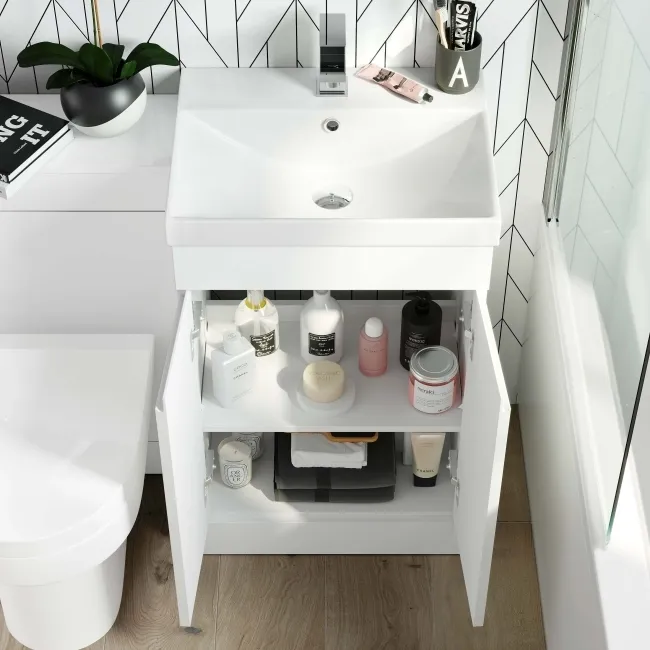 Trent Gloss White Combination Vanity Basin and Denver Toilet 1000mm