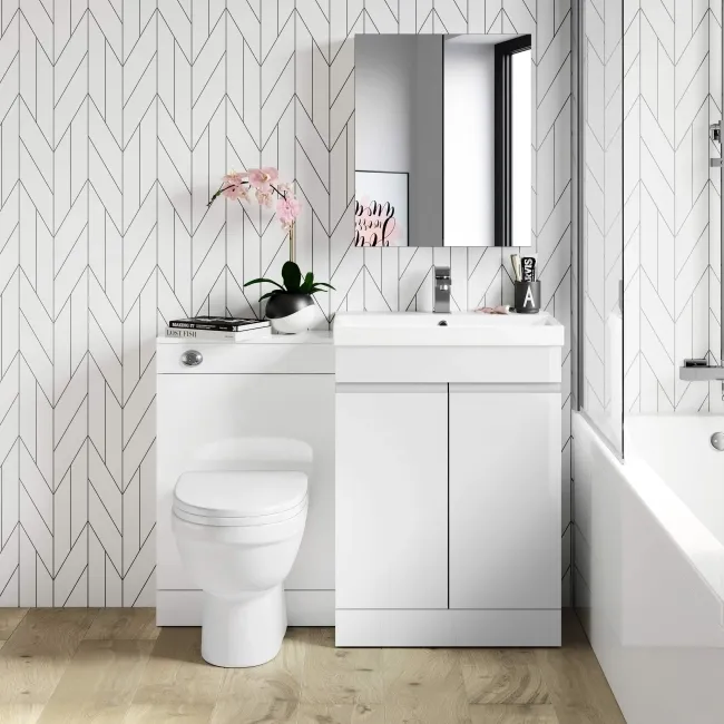 Trent Gloss White Combination Vanity Basin and Seattle Toilet 1100mm