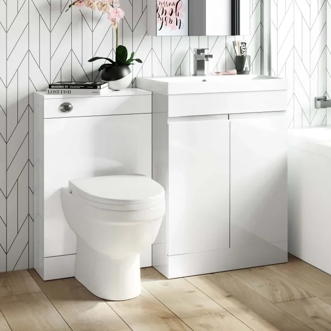 Trent Gloss White Combination Vanity Basin and Seattle Toilet 1100mm