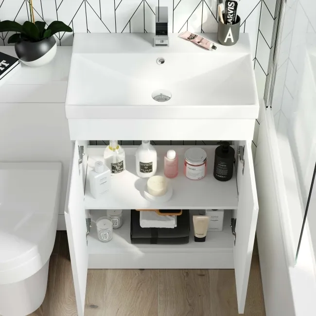 Trent Gloss White Combination Vanity Basin and Denver Toilet 1100mm