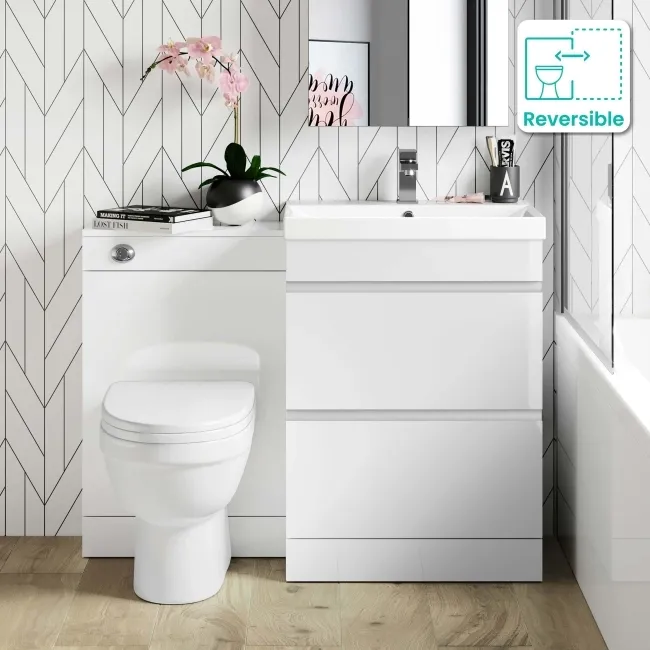 Trent Gloss White Combination Basin Drawer and Seattle Toilet 1100mm