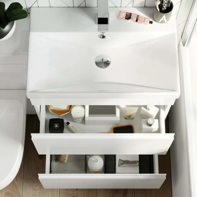 Trent Gloss White Combination Basin Drawer and Seattle Toilet 1100mm