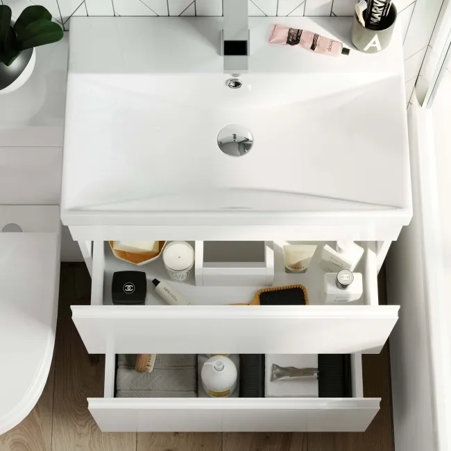 Trent Gloss White Combination Basin Drawer and Denver Toilet 1100mm