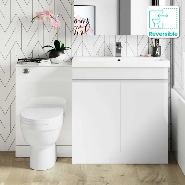 Trent Gloss White Combination Vanity Basin and Seattle Toilet 1300mm