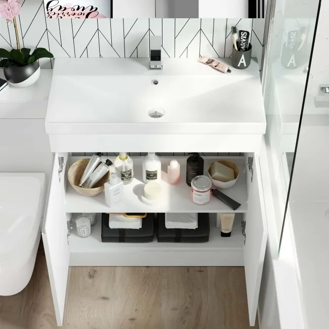 Trent Gloss White Combination Vanity Basin and Seattle Toilet 1300mm
