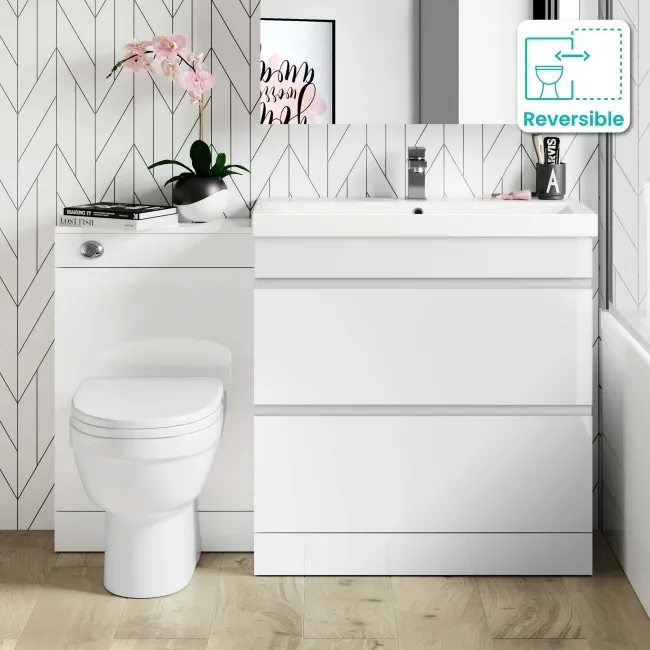 Trent Gloss White Combination Basin Drawer and Seattle Toilet 1300mm