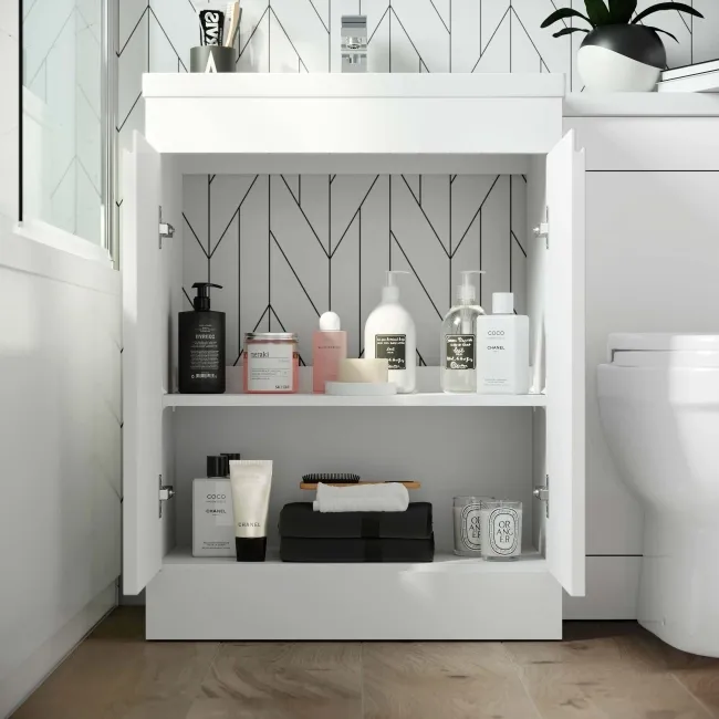 Trent Gloss White Combination Vanity Basin and Seattle Toilet 1100mm - Left Handed