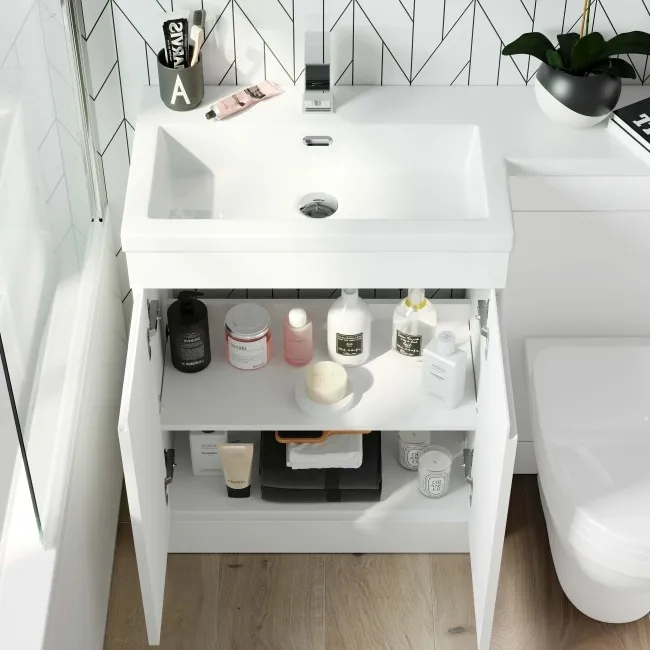 Trent Gloss White Combination Vanity Basin and Seattle Toilet 1100mm - Left Handed