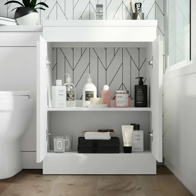 Trent Gloss White Combination Vanity Basin and Seattle Toilet 1100mm - Right Handed