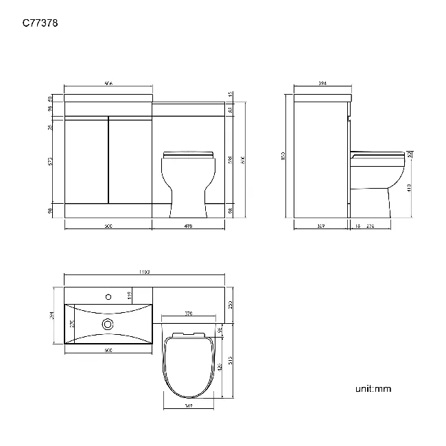 Trent Stone Grey Combination Vanity Basin and Seattle Toilet 1100mm