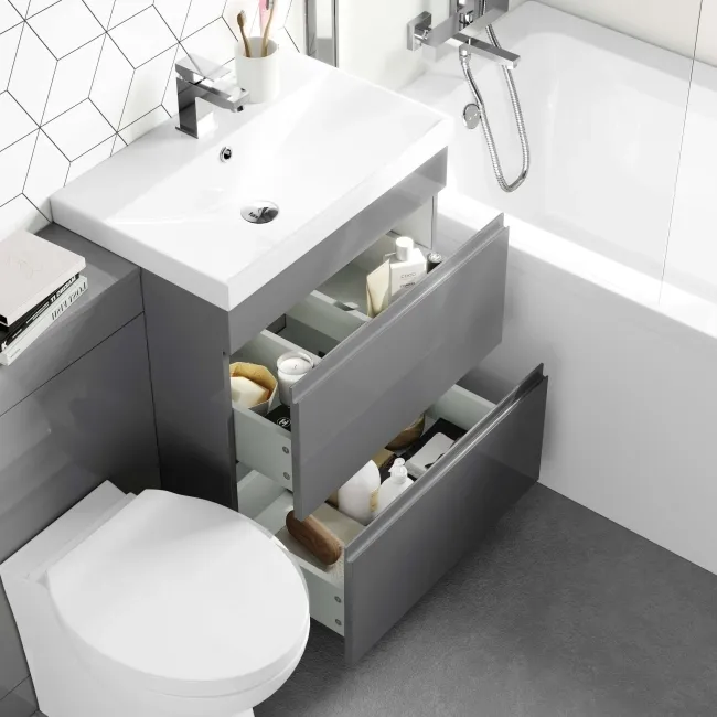 Trent Stone Grey Combination Basin Drawer and Seattle Toilet 1100mm