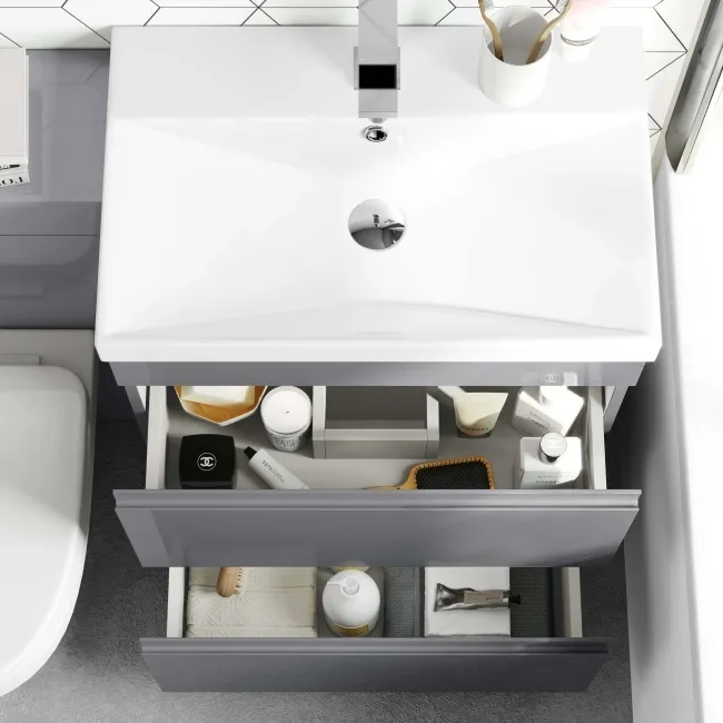 Trent Stone Grey Combination Basin Drawer and Seattle Toilet 1100mm