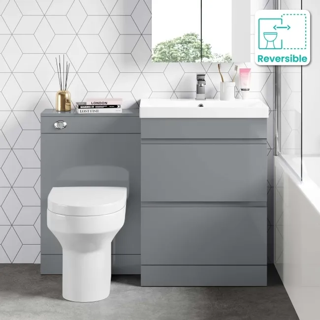 Trent Stone Grey Combination Basin Drawer and Denver Toilet 1100mm
