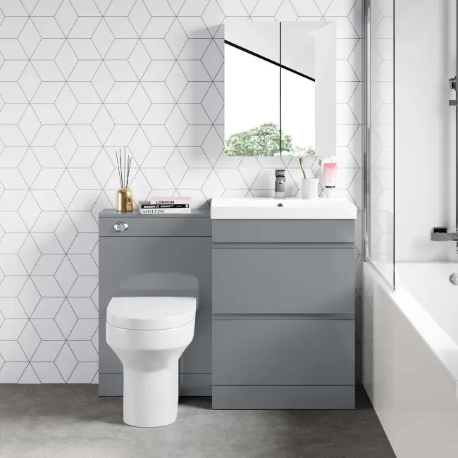 Trent Stone Grey Combination Basin Drawer and Denver Toilet 1100mm