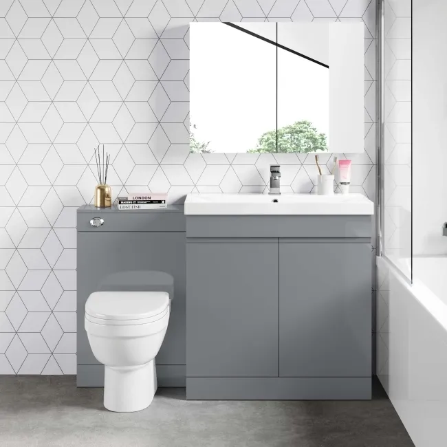 Trent Stone Grey Combination Vanity Basin and Seattle Toilet 1300mm