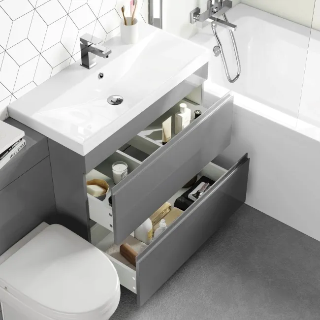 Trent Stone Grey Combination Basin Drawer and Seattle Toilet 1300mm
