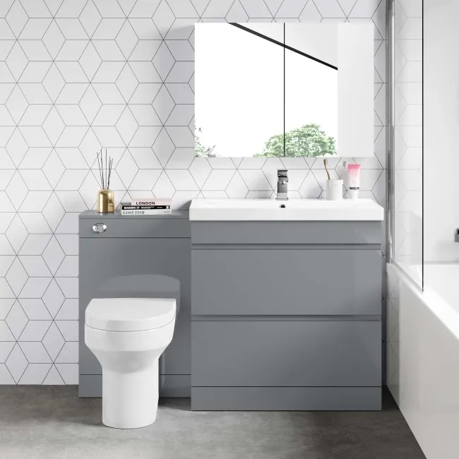 Trent Stone Grey Combination Basin Drawer and Denver Toilet 1300mm