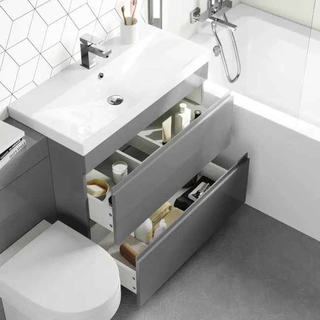 Trent Stone Grey Combination Basin Drawer and Denver Toilet 1300mm