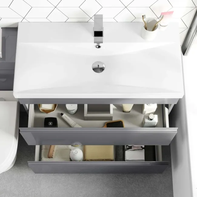 Trent Stone Grey Combination Basin Drawer and Denver Toilet 1300mm