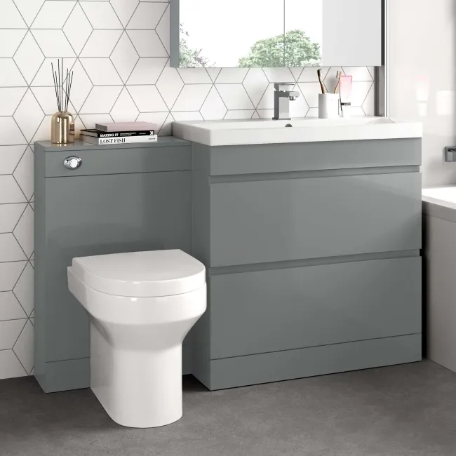 Trent Stone Grey Combination Basin Drawer and Denver Toilet 1300mm
