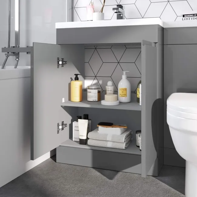 Trent Stone Grey Combination Vanity Basin and Seattle Toilet 1100mm - Left Handed