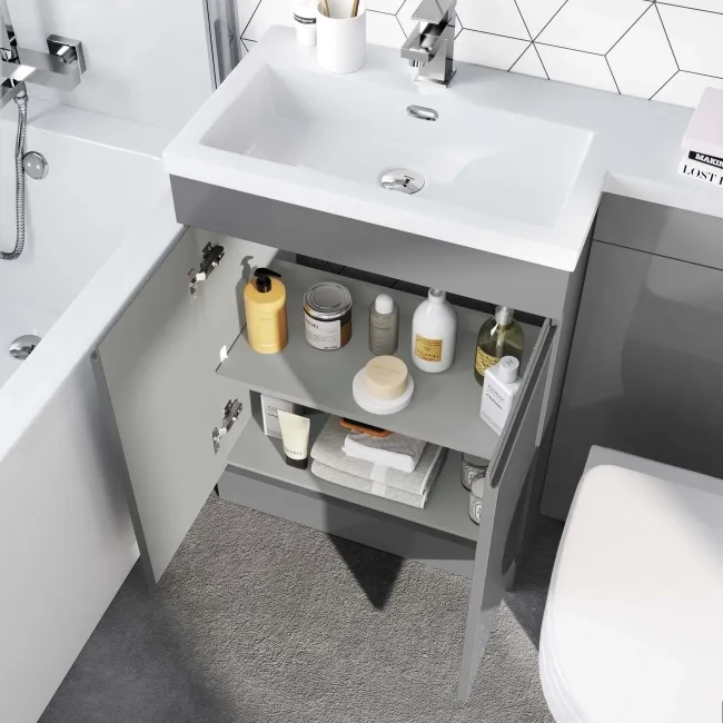 Trent Stone Grey Combination Vanity Basin and Seattle Toilet 1100mm - Left Handed