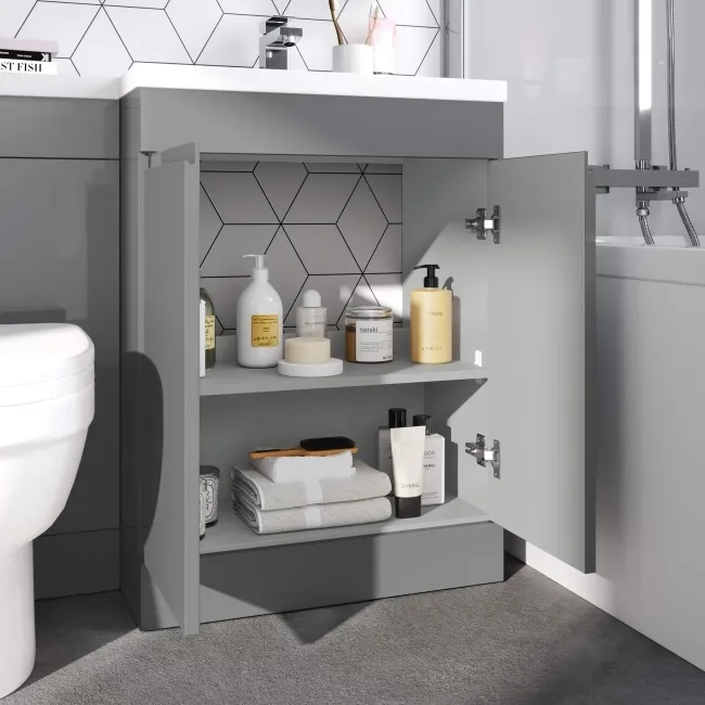 Trent Stone Grey Combination Vanity Basin and Seattle Toilet 1100mm - Right Handed