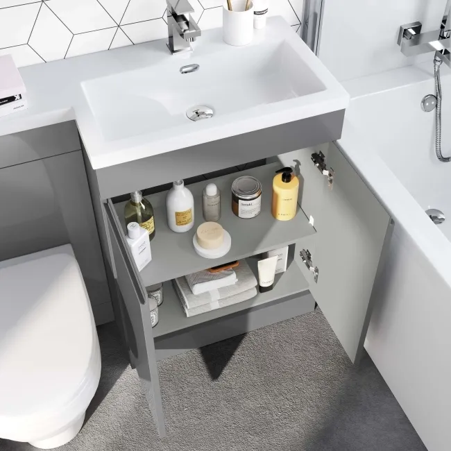 Trent Stone Grey Combination Vanity Basin and Seattle Toilet 1100mm - Right Handed