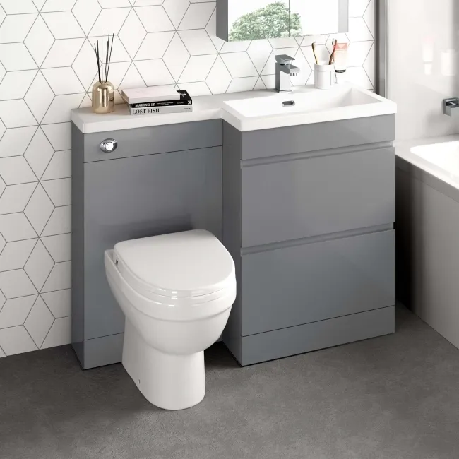 Trent Stone Grey Combination Basin Drawer and Seattle Toilet 1100mm - Right Handed