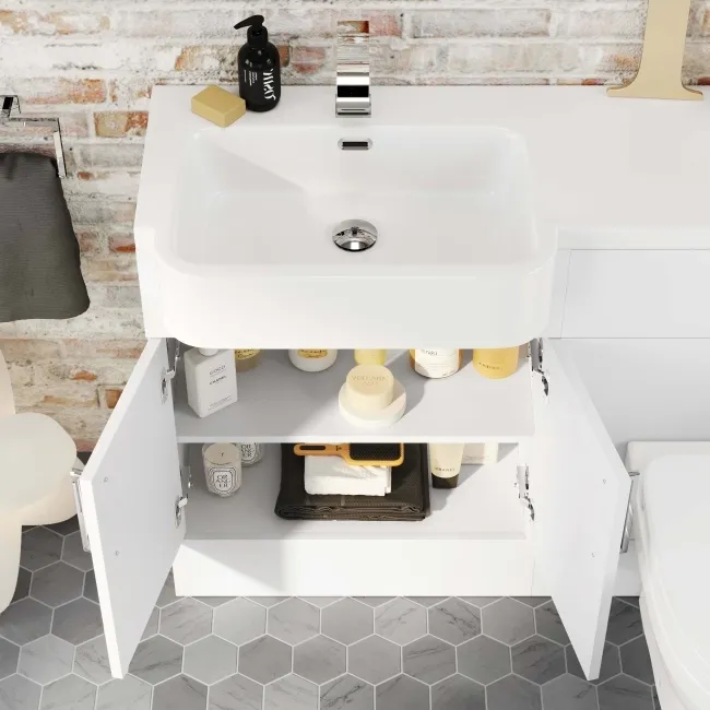 Harper Gloss White Combination Vanity Basin and Seattle Toilet 1200mm - Left Handed
