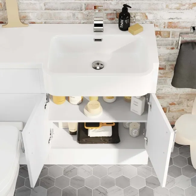 Harper Gloss White Combination Vanity Basin and Seattle Toilet 1200mm - Right Handed
