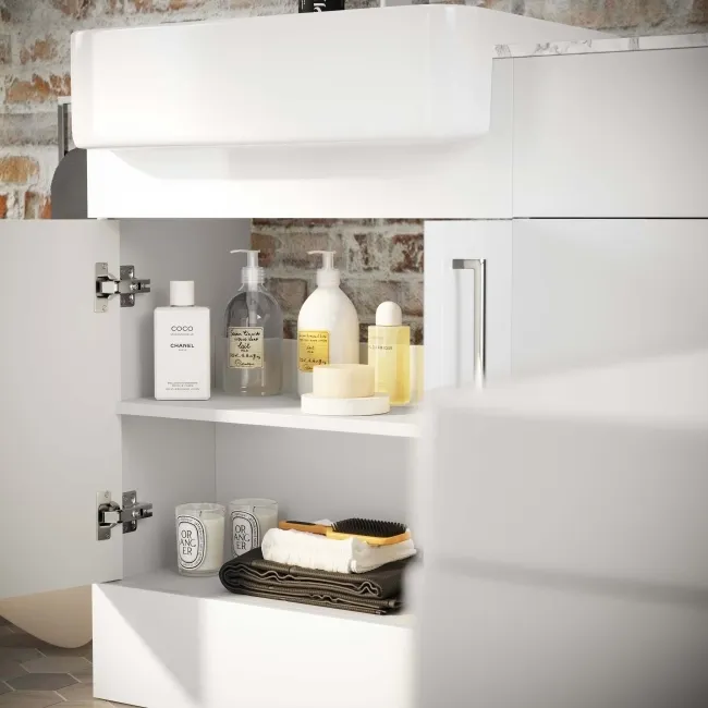 Harper Gloss White Basin Vanity with Marble Top & Back To Wall Unit 1200mm
