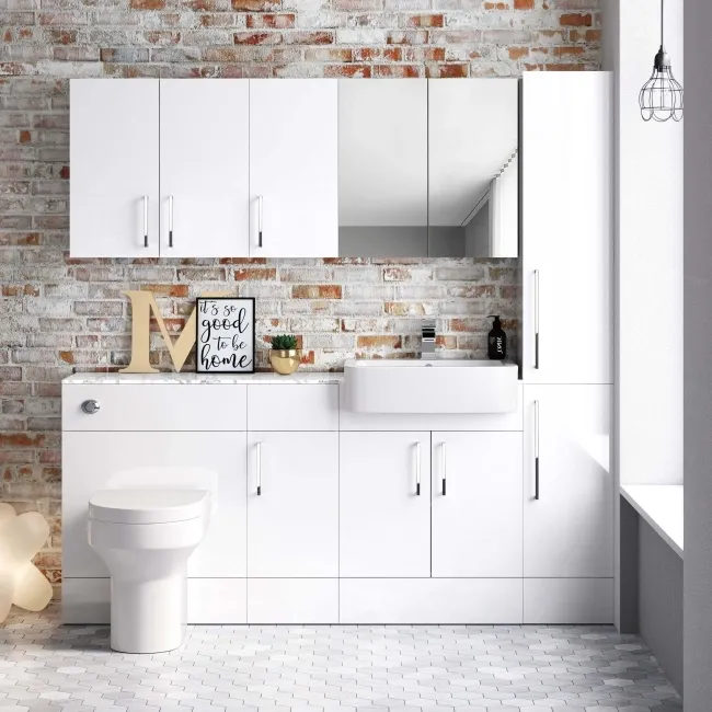 Harper Gloss White Combination Vanity Basin with Marble Top & Denver Toilet 1500mm