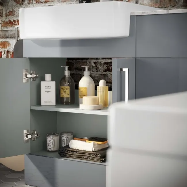Harper Stone Grey Basin Vanity with Marble Top & Back To Wall Unit 1200mm