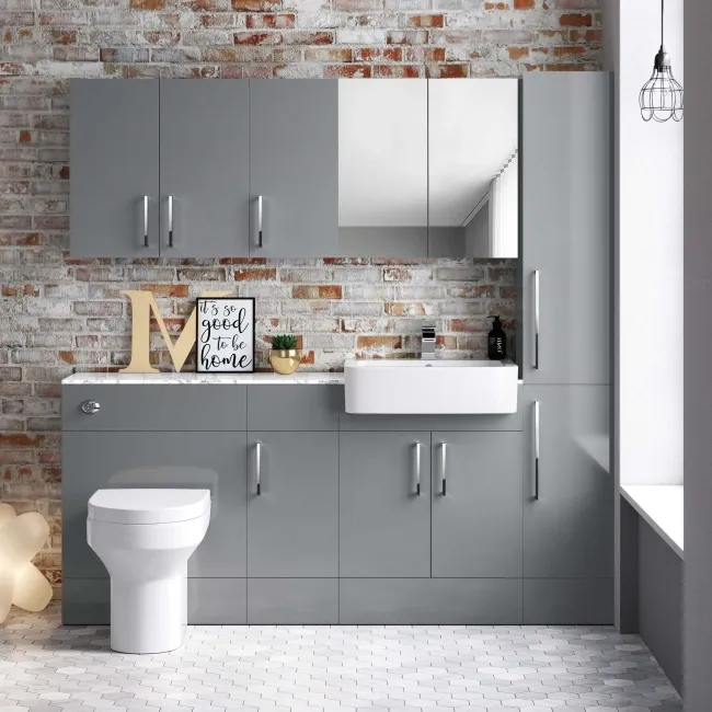 Harper Stone Grey Combination Vanity Basin with Marble Top & Denver Toilet 1500mm