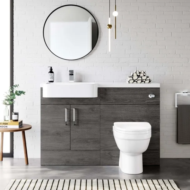 Harper Charcoal Elm Combination Vanity Basin and Seattle Toilet 1200mm - Left Handed