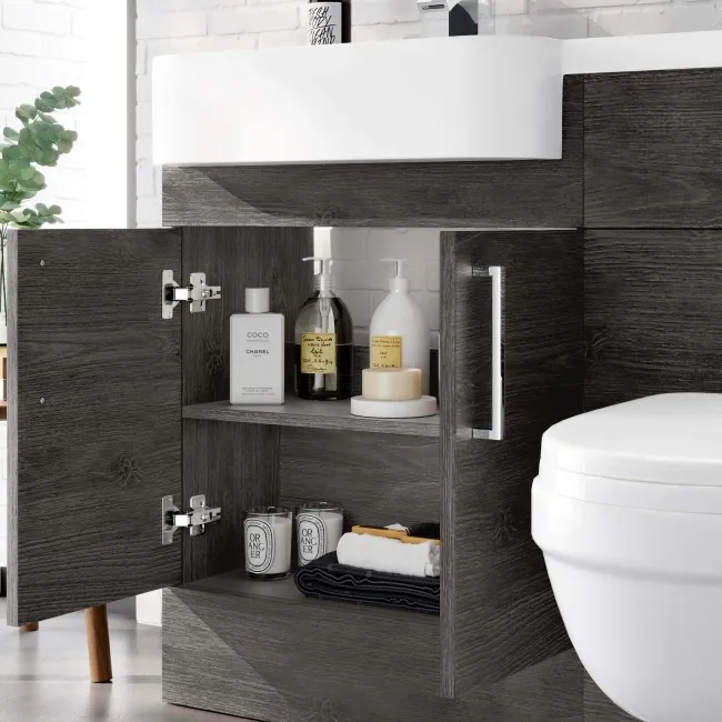 Harper Charcoal Elm Combination Vanity Basin and Seattle Toilet 1200mm - Left Handed
