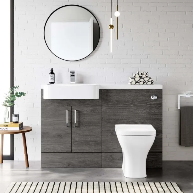 Harper Charcoal Elm Combination Vanity Basin and Atlanta Toilet 1200mm - Left Handed
