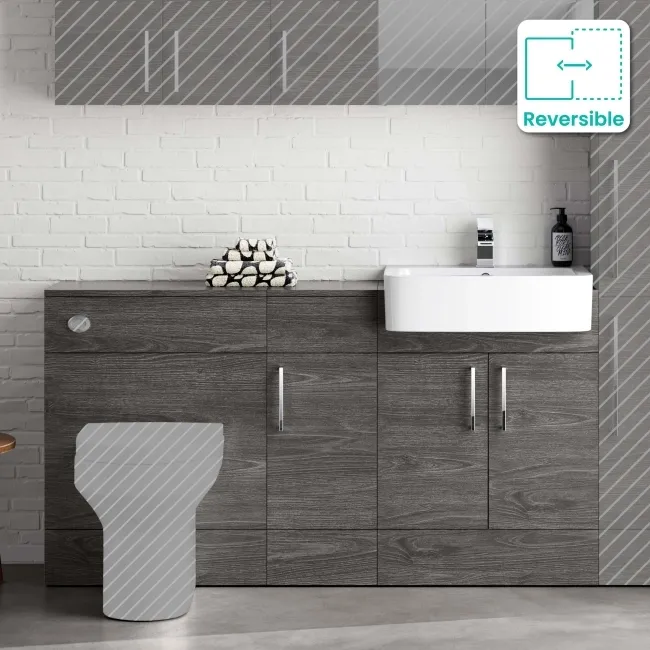 Harper Charcoal Elm Combination Vanity Basin 1500mm (Excludes Pan + Cistern)