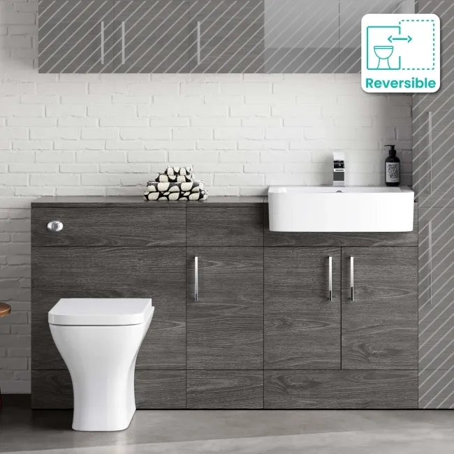 Harper Charcoal Elm Combination Vanity Basin and Atlanta Toilet 1500mm