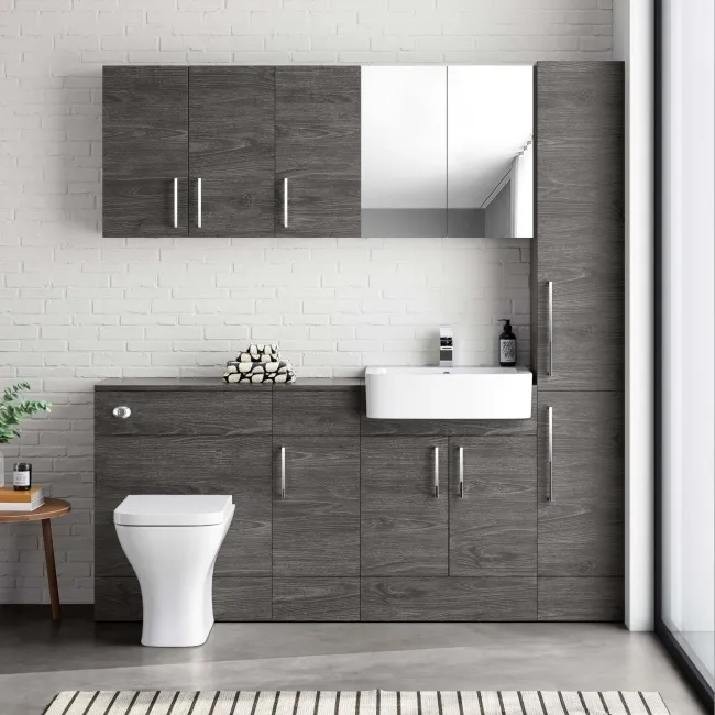 Harper Charcoal Elm Combination Vanity Basin and Atlanta Toilet 1500mm