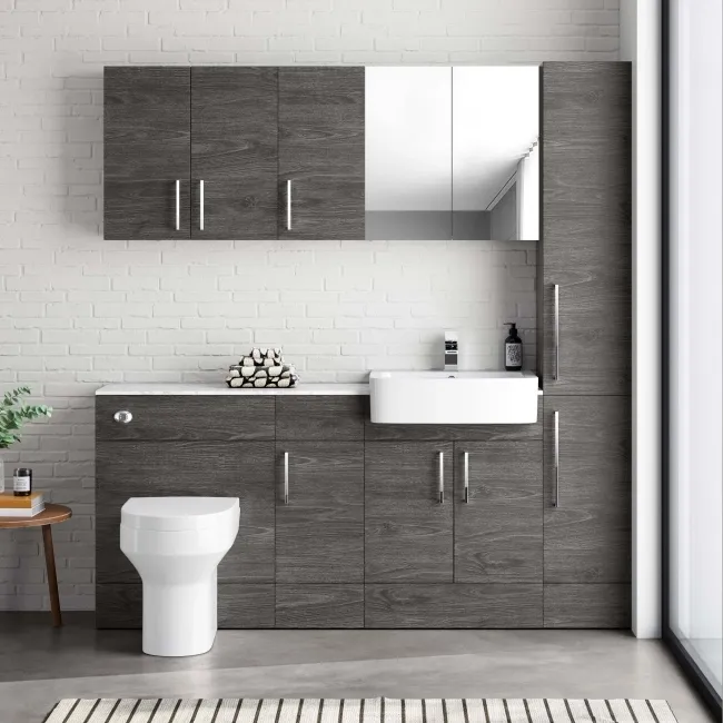 Harper Charcoal Elm Combination Vanity Basin with Marble Top & Denver Toilet 1500mm